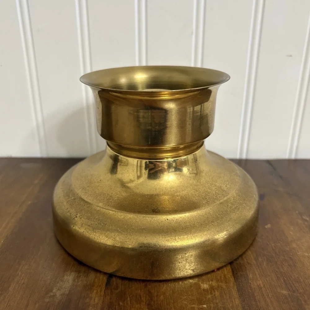 Vtg Copper Craft Brass Hurricane Candle Holder USA MCM Hollywood Regency Patina
